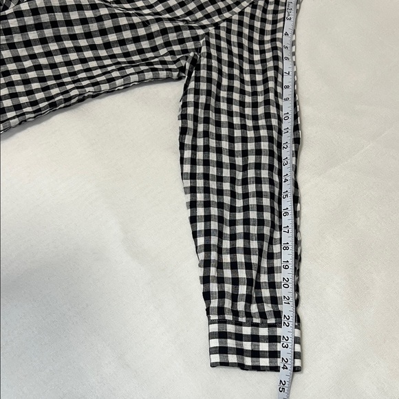 Jones New York Black and White Plaid Women 100% Linen Shirt - Picture 6 of 8